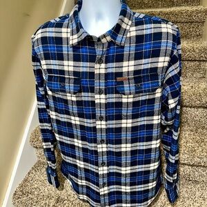 Thick warm *ORVIS* plaid button up flannel jacket shirt - men’s M - mint!